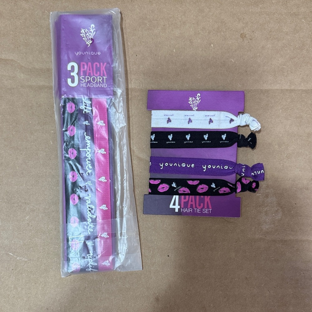Younique Swag Pink and Black Headband and Hair Tie Set
